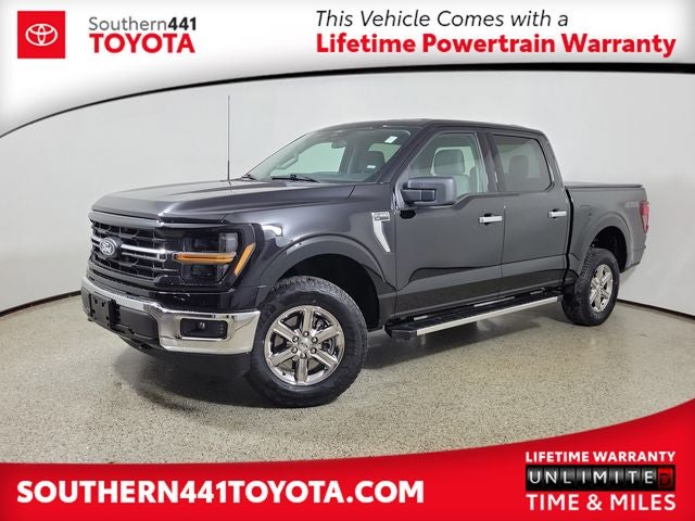 2025 Ford F-150 XLT in Agate Black Metallic — front three-quarter view