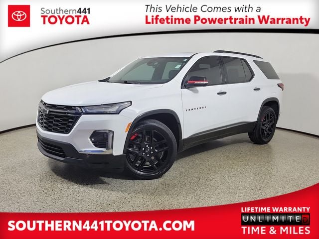 2022 Chevrolet Traverse Premier in Summit White — front three-quarter view