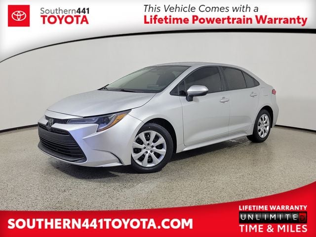 2023 Toyota Corolla LE in Classic Silver Metallic — front three-quarter view
