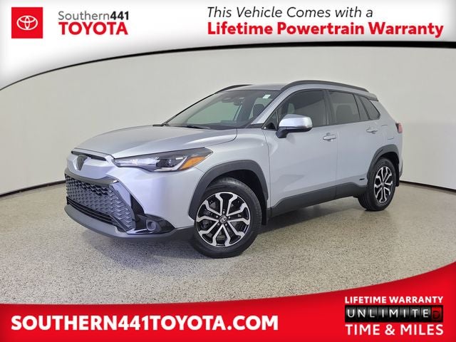 2024 Toyota Corolla Cross Hybrid SE in Sonic Silver — front three-quarter view
