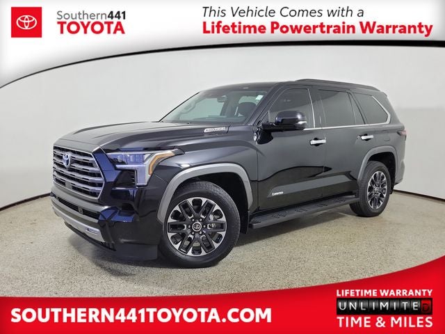 2023 Toyota Sequoia Limited in Midnight Black Metallic — front three-quarter view