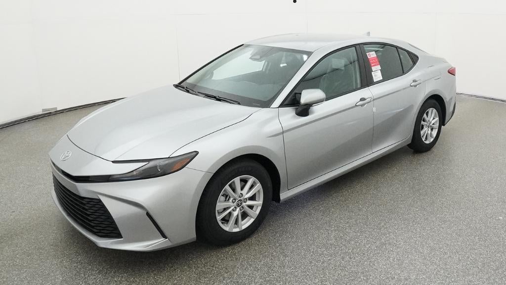 2026 Toyota Camry LE in Celestial Silver Metallic — front three-quarter view