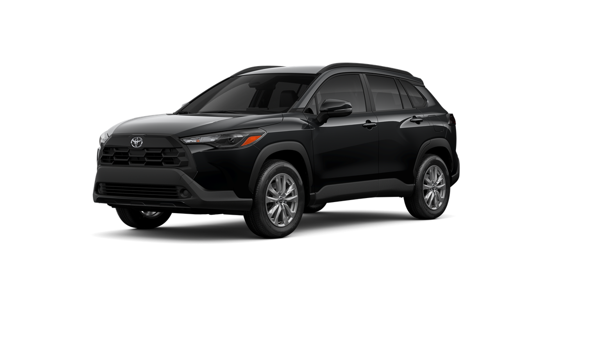 2026 Toyota Corolla Cross LE in Jet Black — front three-quarter view