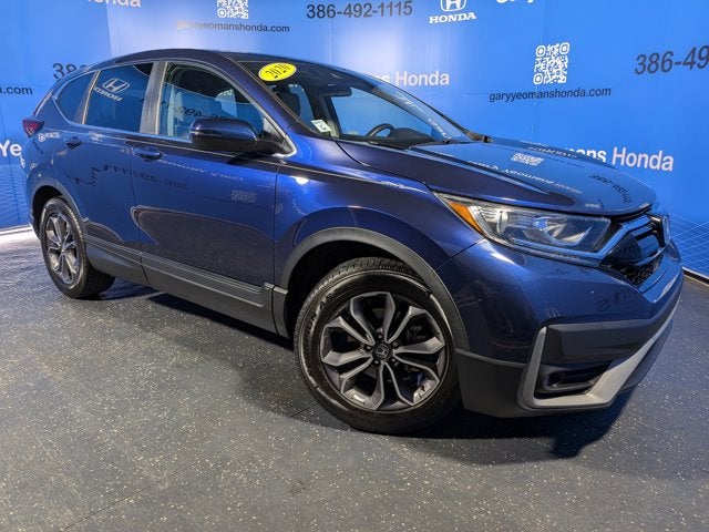 2020 Honda CR-V EX in Obsidian Blue Pearl — front three-quarter view