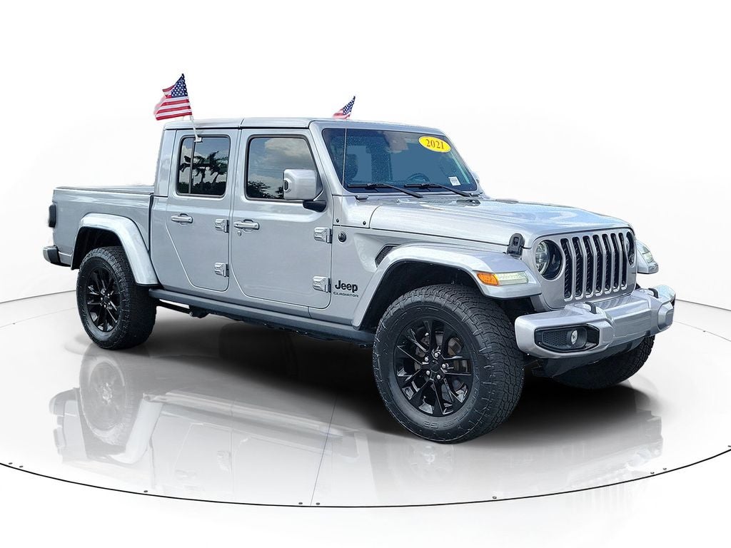 2021 Jeep Gladiator Overland in Billet Silver Metallic Clearcoat — front three-quarter view