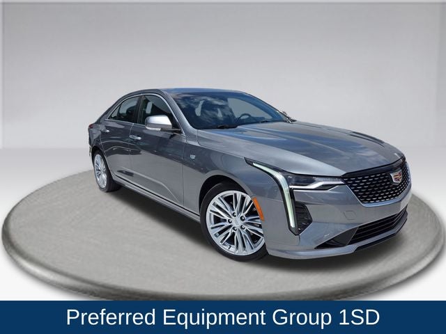 2021 Cadillac CT4 Premium Luxury in Satin Steel Metallic — front three-quarter view
