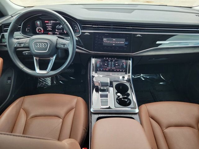 2022 Audi Q8 55 Premium Plus in Carrara White — front three-quarter view