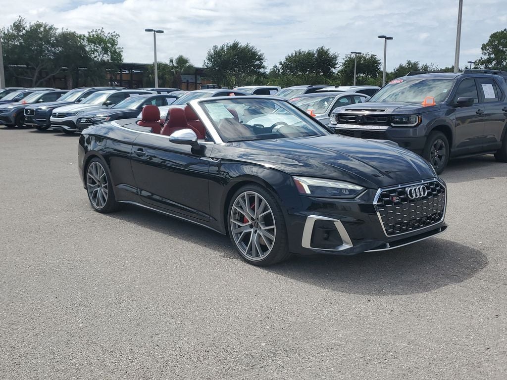 2023 Audi S5 3.0T Premium Plus quattro in Mythos Black Metallic/Black Roof — front three-quarter view