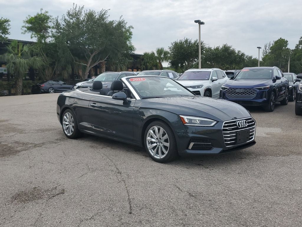 2018 Audi A5 2.0T Premium Plus quattro in Manhattan Gray Metallic/Black Roof — front three-quarter view