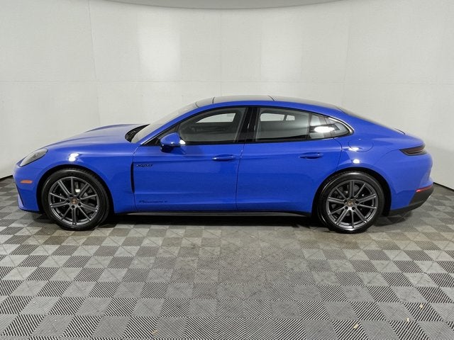 2025 Porsche Panamera 4 E-Hybrid in Lugano Blue — front three-quarter view